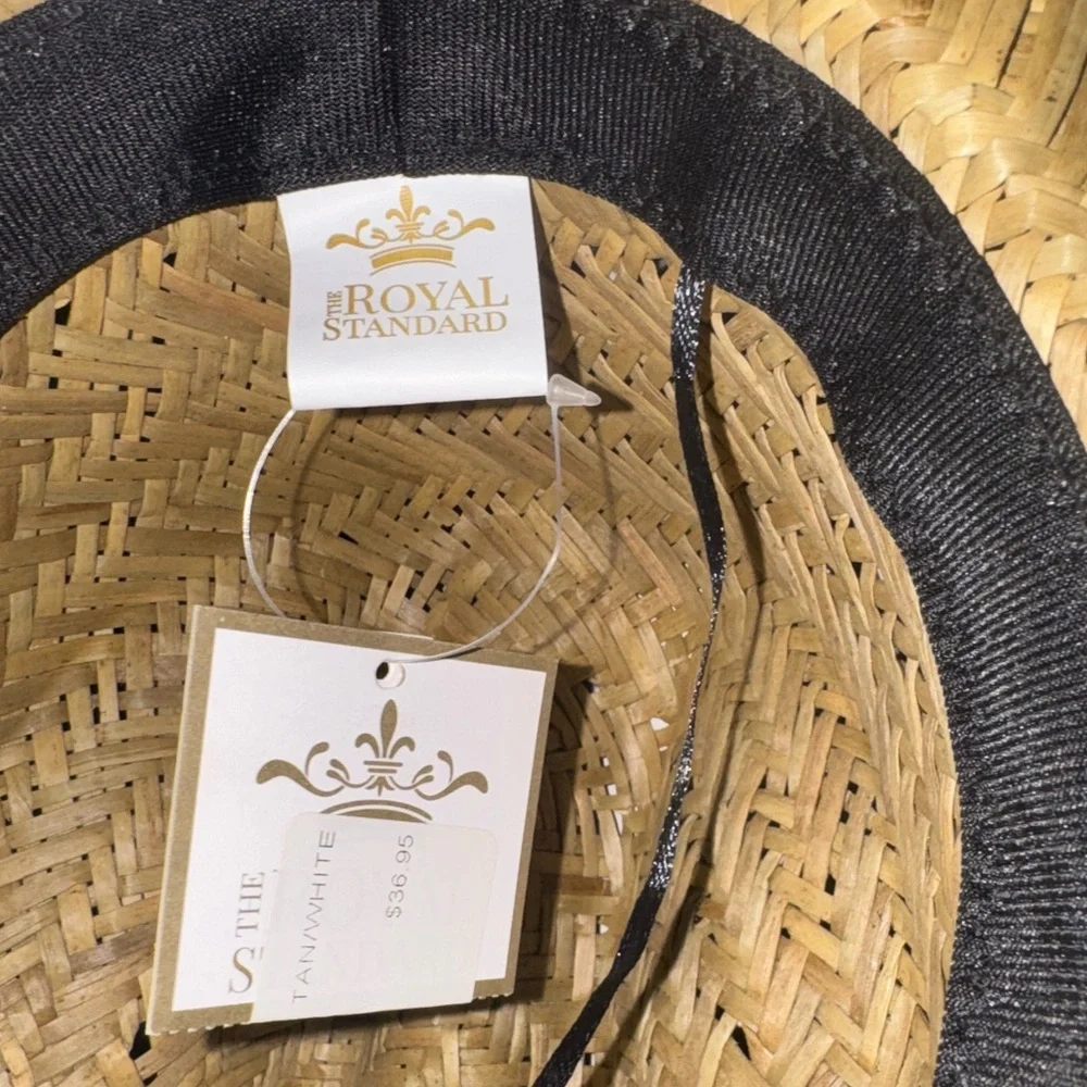 Natural Straw Cowboy Hat with White Trim NWT